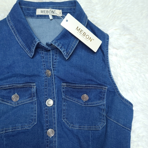 NWT Mebon Denim Dress Size M - Picture 2 of 7